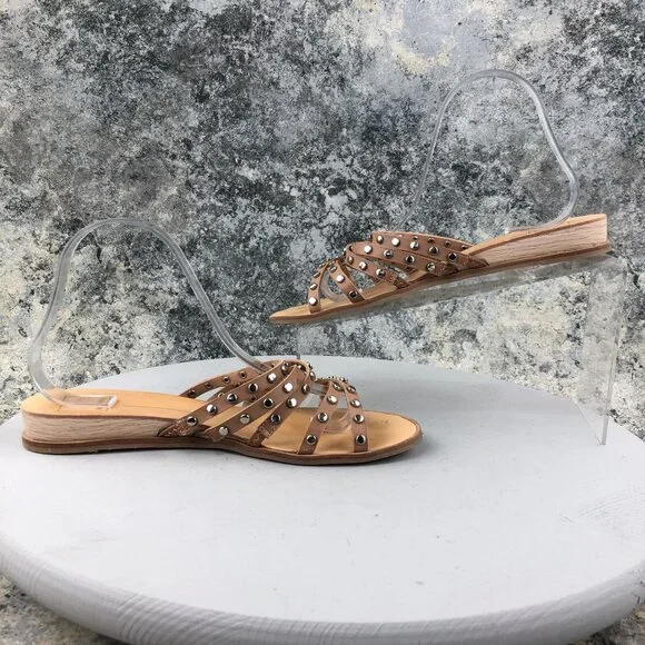 Dolce Vita Women's Size 9** Pinta Cafe Brown Studded Strappy Flats Sandals - Picture 8 of 11